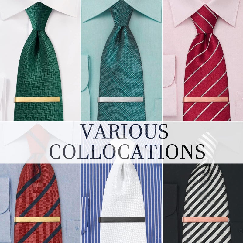 HAWSON مشبك ربطة عنق هاوسون - شريط رفيع للرجال 4 قطع مشابك ربطة عنق مبدئية مناسبة لحفلات الزفاف والذكرى السنوية والأعمال والحياة اليومية تأتي مع صندوق هدايا أسود - Image 2